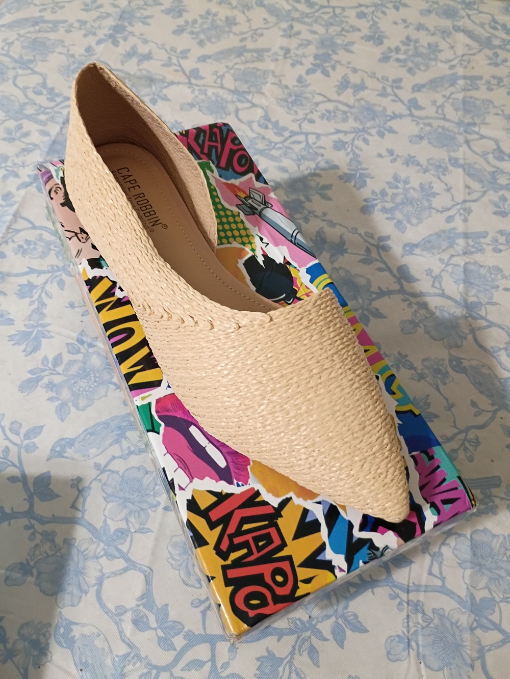 Woven Pointed Toe Flat in Natural Beige - Picture 3 of 3